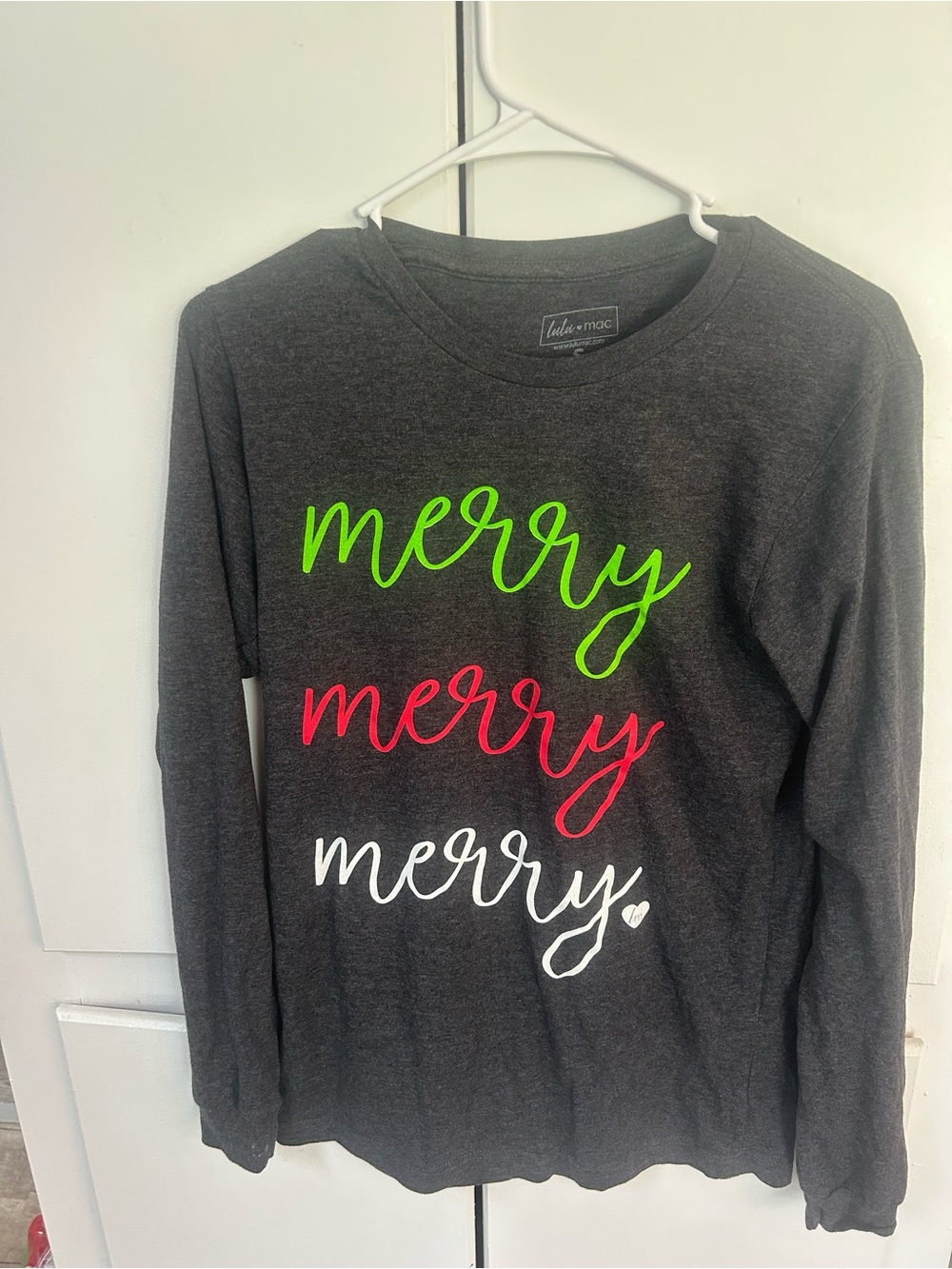 Merry Script Long-Sleeve Tee - Dark Gray